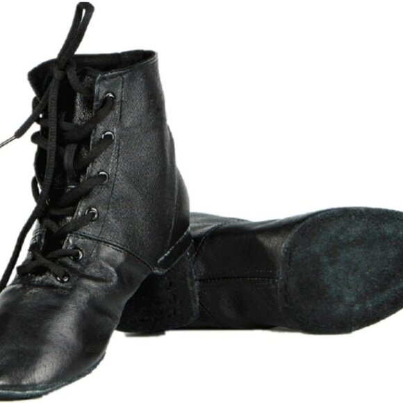 Shoes - Women’s Leather Jazz Boots Soft-Soled High Boots for Dance Training and Performa